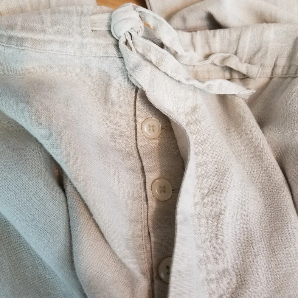 Weekendz Off Pants Mens L Beige Linen Drawstring Casual Relaxed Beach Cruise